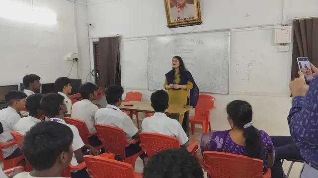 Students attending an AI awareness session in a classroom